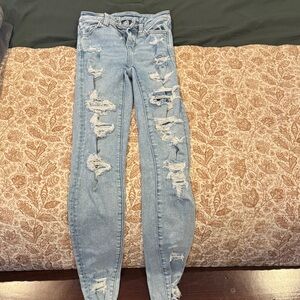 American Eagle Outfitters Light Blue Distressed Skinny Jeans